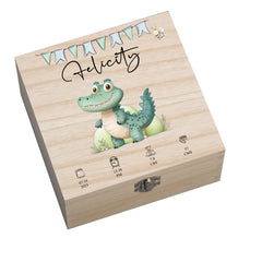 Personalised Wooden Baby Memory Keepsake Box With Cute Animals