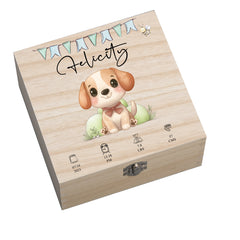 Personalised Wooden Baby Memory Keepsake Box With Cute Animals
