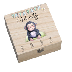 Personalised Wooden Baby Memory Keepsake Box With Cute Animals
