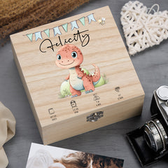 Personalised Wooden Baby Memory Keepsake Box With Cute Animals