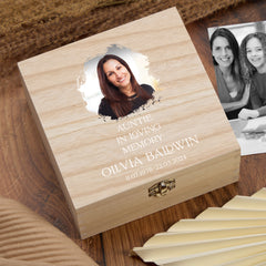 Personalised Auntie In Loving Memory Remembrance Wooden Keepsake Box With Photo