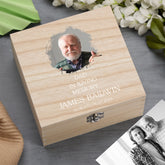 Personalised Dad In Loving Memory Remembrance Wooden Keepsake Box With Photo