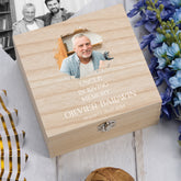 Personalised Uncle In Loving Memory Remembrance Wooden Keepsake Box With Photo