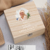Personalised Wife In Loving Memory Remembrance Wooden Keepsake Box With Photo
