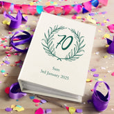 Personalised 70th Birthday Gift For Her Or Him With Laurel Wreath Photo Album With Sleeves 100 x 6x4 Capacity