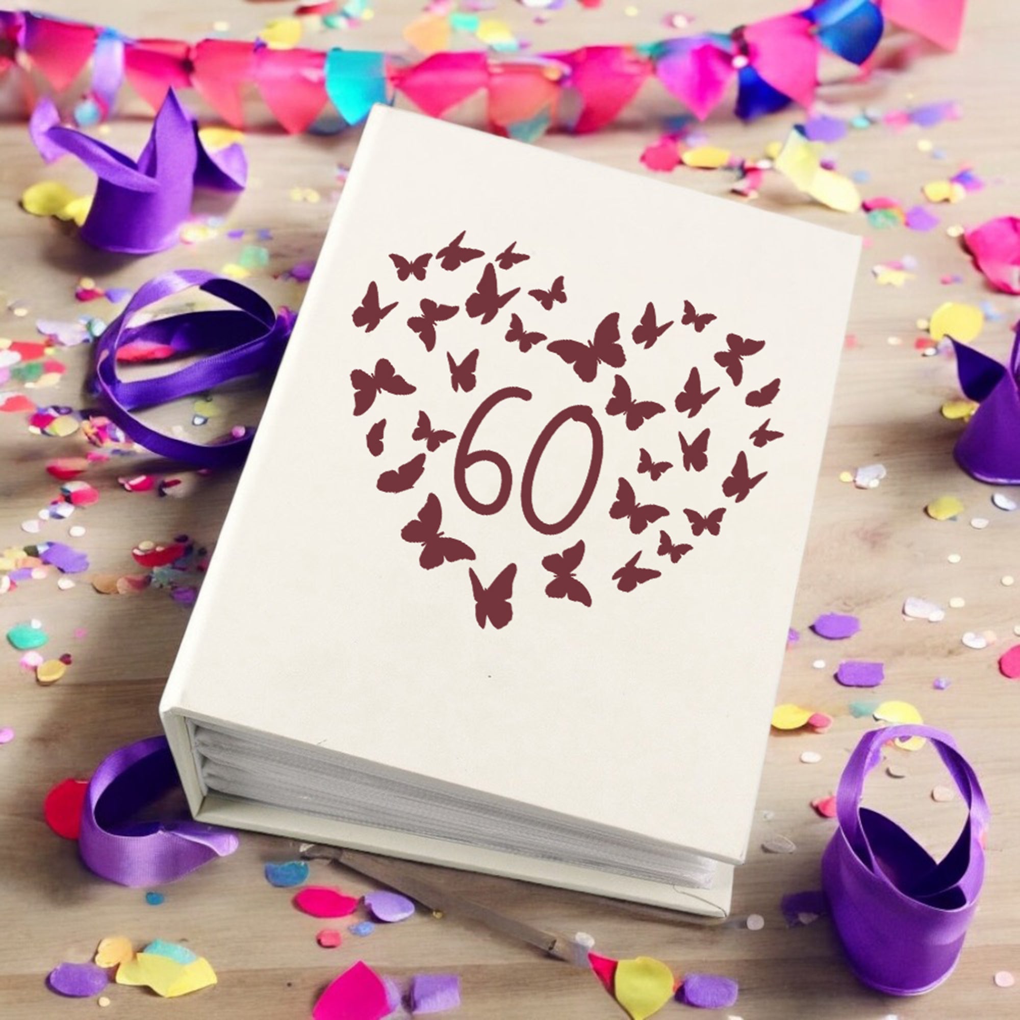 60th Birthday Gift For Her Or Him With Butterflies Photo Album With Sleeves 100 x 6x4 Capacity Personalised Birthday Gift ukgiftstoreonline