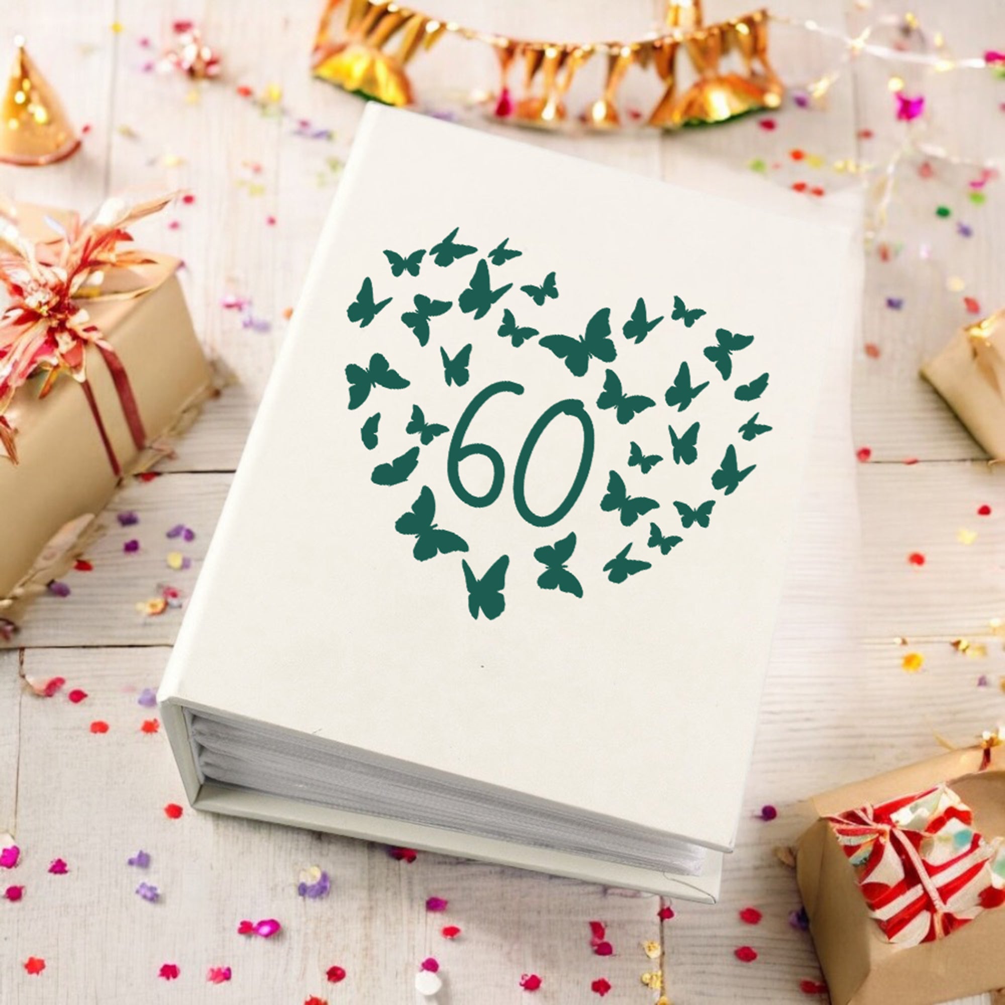 60th Birthday Gift For Her Or Him With Butterflies Photo Album With Sleeves 100 x 6x4 Capacity Personalised Birthday Gift ukgiftstoreonline