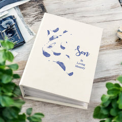 Son In Loving Memory Feather Memorial Remembrance Photo Album With Sleeves 100 x 6x4 Capacity