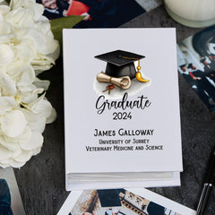 Personalised Graduation Photo Album 100x6x4 With Hat And Scroll