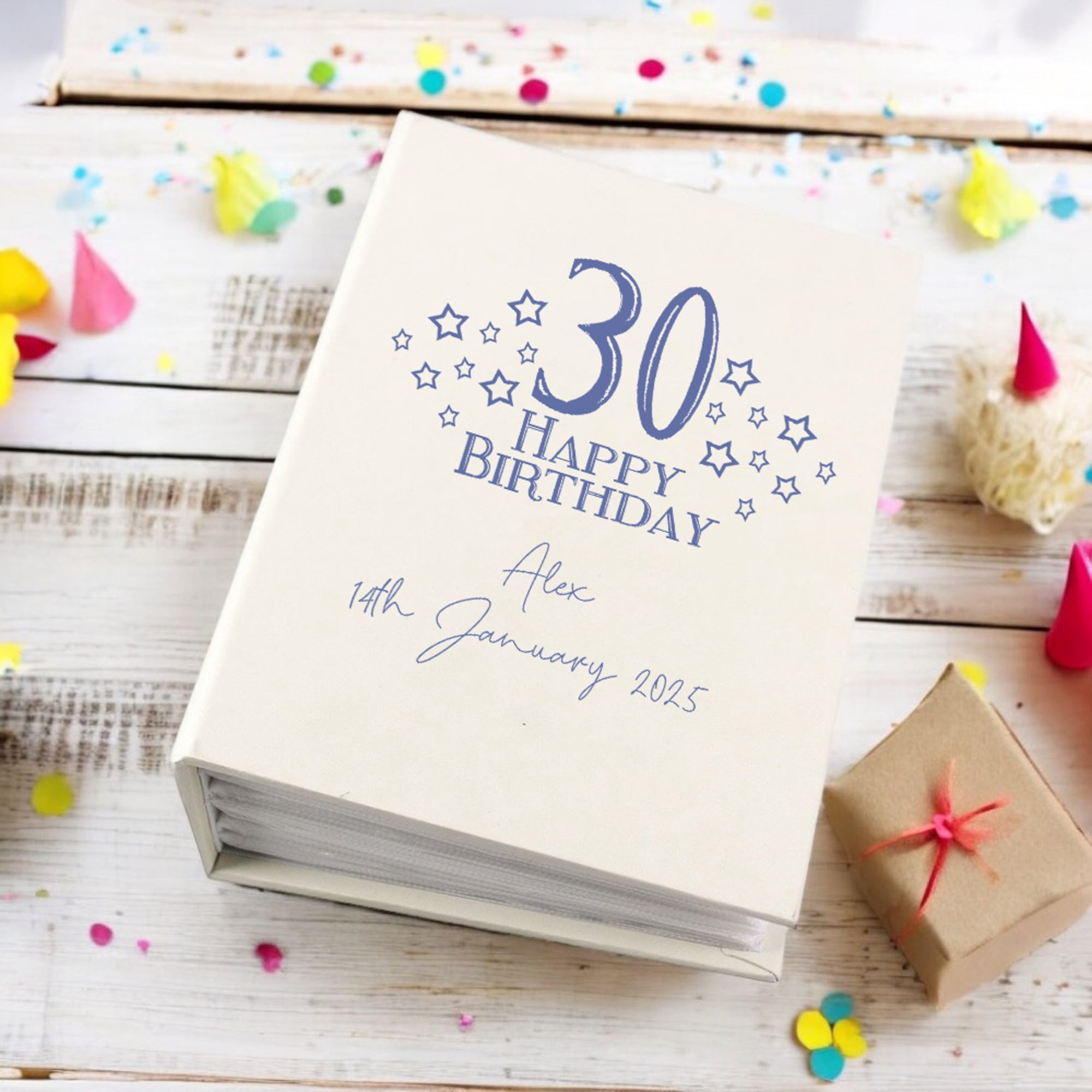 Personalised 30th Birthday Gift For Her Or Him With Star Design Photo Album With Sleeves 100 x 6x4 Capacity Personalised Birthday Gift ukgiftstoreonline