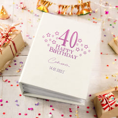 Personalised 40th Birthday Gift For Her Or Him With Star Design Photo Album With Sleeves 100 x 6x4 Capacity