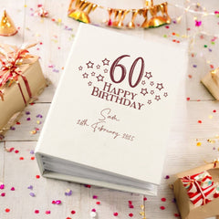 Personalised 60th Birthday Gift For Her Or Him With Star Design Photo Album With Sleeves 100 x 6x4 Capacity