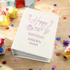 Personalised 50th Birthday Gift For Her Or Him With Present Design Photo Album With Sleeves 100 x 6x4 Capacity