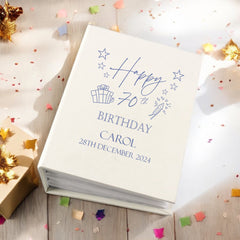 Personalised 70th Birthday Gift For Her Or Him With Present Design Photo Album With Sleeves 100 x 6x4 Capacity