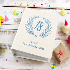 Personalised 18th Birthday Gift For Her Or Him With Laurel Wreath Photo Album With Sleeves 100 x 6x4 Capacity