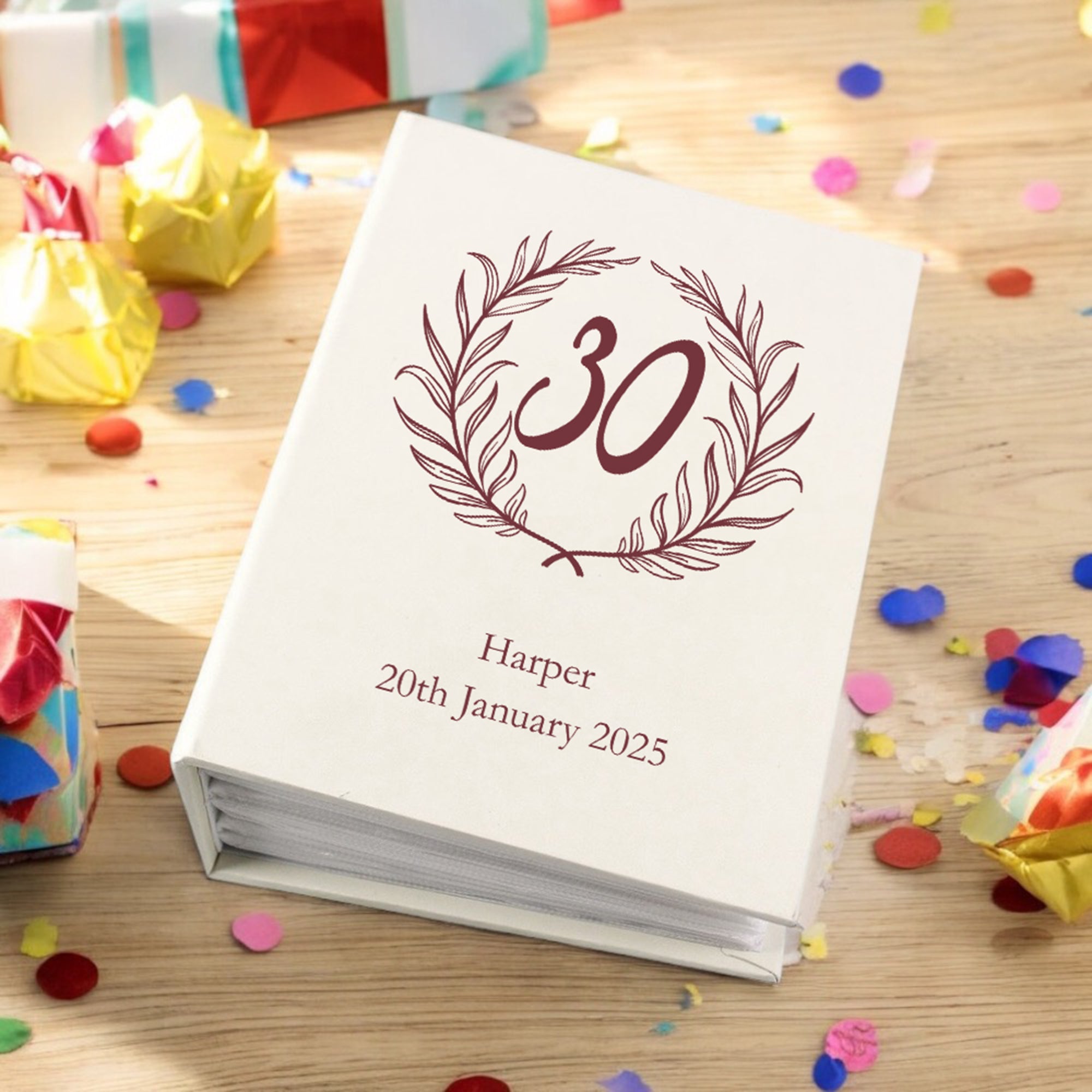 Personalised 30th Birthday Gift For Her Or Him With Laurel Wreath Photo Album With Sleeves 100 x 6x4 Capacity Personalised Birthday Gift ukgiftstoreonline
