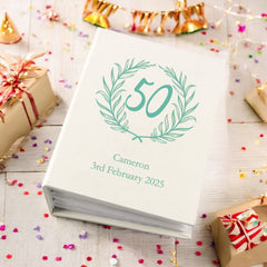 Personalised 50th Birthday Gift For Her Or Him With Laurel Wreath Photo Album With Sleeves 100 x 6x4 Capacit