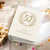 Personalised 50th Birthday Gift For Her Or Him With Laurel Wreath Photo Album With Sleeves 100 x 6x4 Capacit