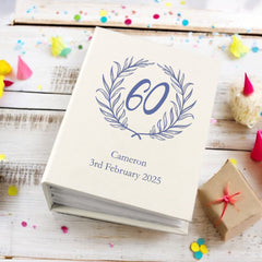 Personalised 60th Birthday Gift For Her Or Him With Laurel Wreath Photo Album With Sleeves 100 x 6x4 Capacity Personalised Birthday Gift ukgiftstoreonline