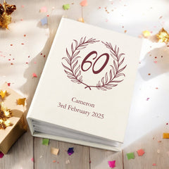 Personalised 60th Birthday Gift For Her Or Him With Laurel Wreath Photo Album With Sleeves 100 x 6x4 Capacity Personalised Birthday Gift ukgiftstoreonline