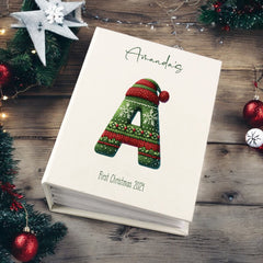 Personalised Cute Christmas Jumper Lettering Photo Album With Sleeves 100 x 6x4 Capacity Family Baby Couples