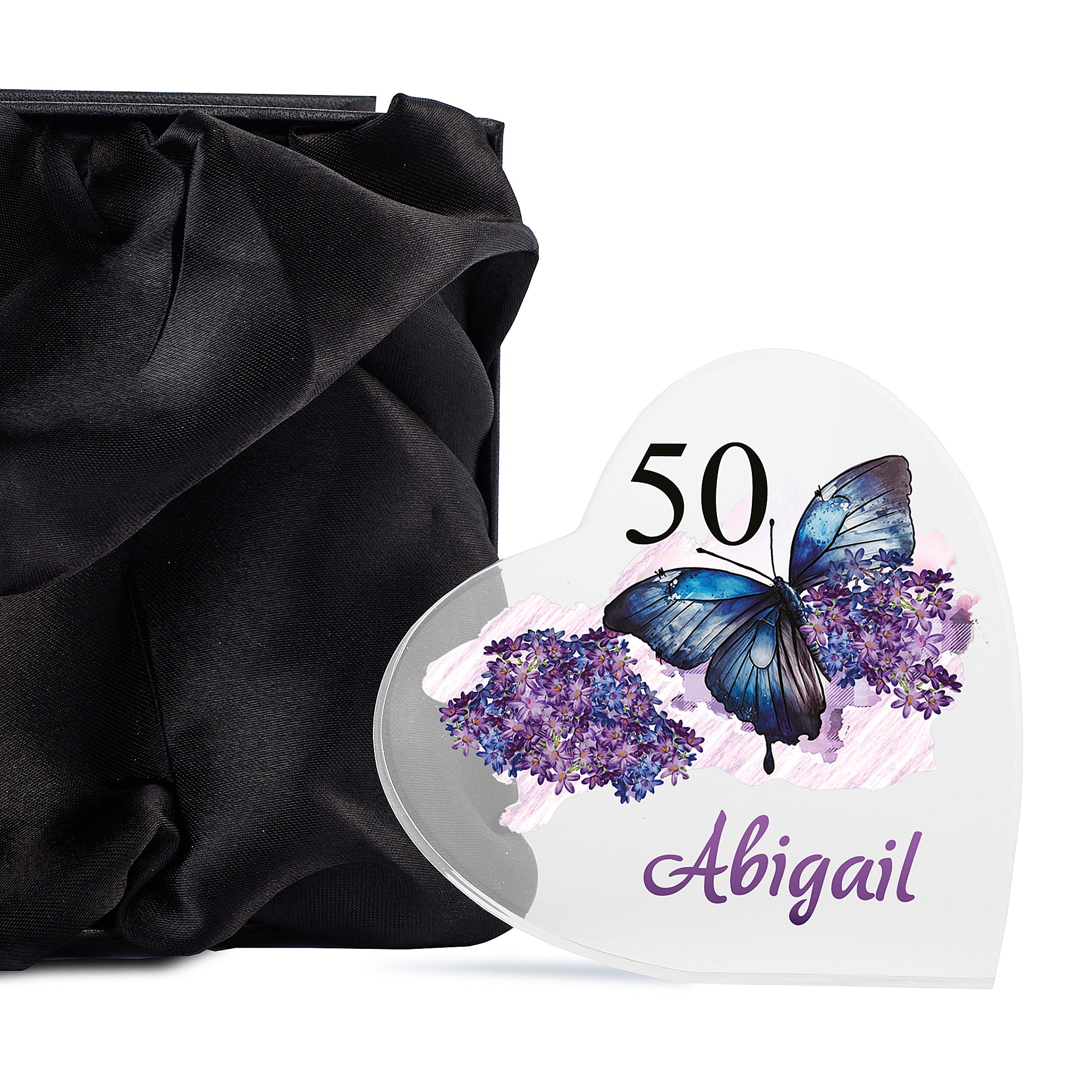 50th Birthday Gift For Her Heart Block In Gift Box Personalised Plaque Gift ukgiftstoreonline