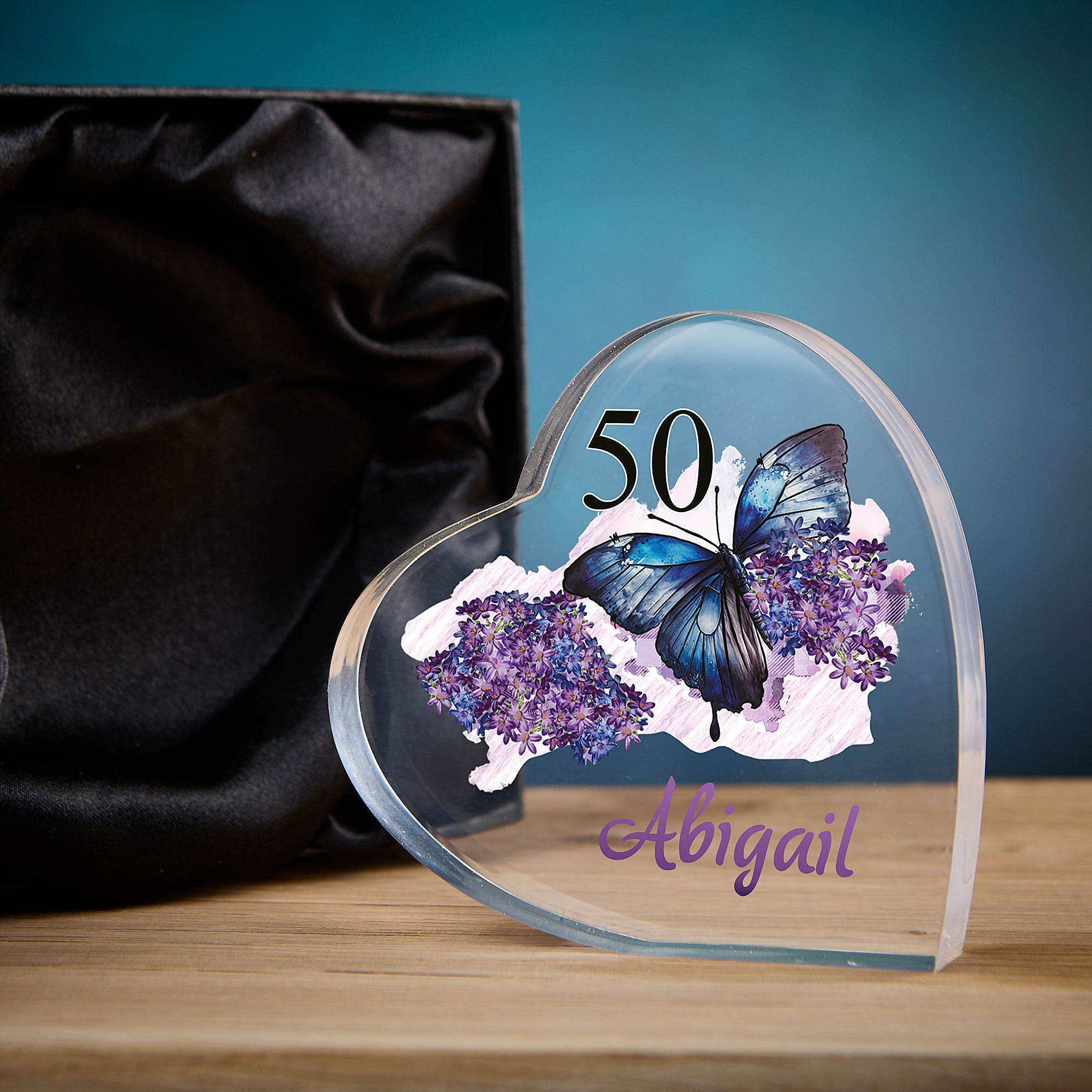 50th Birthday Gift For Her Heart Block In Gift Box Personalised Plaque Gift ukgiftstoreonline