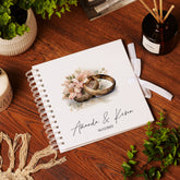Personalised Wedding Guest Book, Photo Album Featuring Pair Of Rings