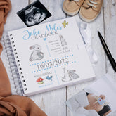 Personalised Rabbit Baby Boy Scrapbook Photo album Keepsake Memory
