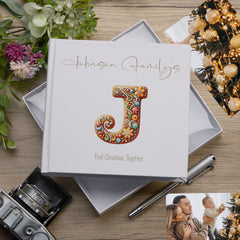 Personalised Christmas Photo Album Family Baby Memories Gingerbread Lettering