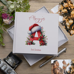Personalised Christmas Photo Album Family Baby Memories Red Lettering