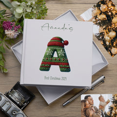 Personalised Christmas Photo Album Family Baby Memories Jumper Lettering