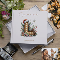 Personalised Christmas Photo Album Family Baby Memories Wood Letters