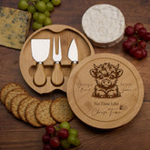 Personalised Cheeseboard Gift Engraved With Highland Cow Cheese Board ukgiftstoreonline