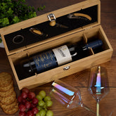 Personalised Wedding Day Wine Box Storage With 4 Wine Accessories Set