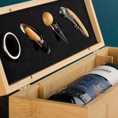 Personalised Engagement Wine Box Storage With 4 Wine Accessories Set