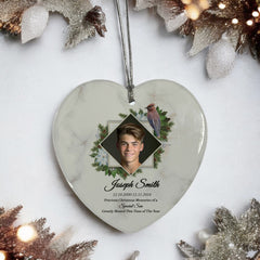 Large Hanging Ceramic Heart Christmas Memorial Decoration-Son Personalised Heart Gifts ukgiftstoreonline