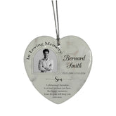 In Loving Memory At Christmas Hanging Ceramic Heart Decoration-Son Personalised Heart Gifts ukgiftstoreonline