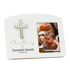 Personalised Christening Photo Frame With Silver Cross