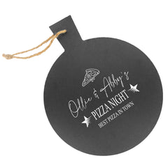 Personalised Engraved Large Rustic Slate Pizza Night Serving Platter with Rope