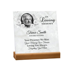 Personalised Condolence Memorial Plaque With Photo Gift