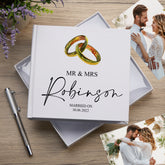 Personalised Wedding Photo Album Gift with Gold Ring Design