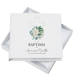Personalised Baptism 6x4" Slip in Photo Album Gift With Green Cross