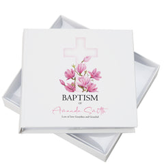 Personalised Baptism 6x4" Slip in Photo Album Gift With Pink Cross