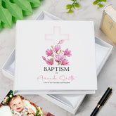 Personalised Baptism 6x4" Slip in Photo Album Gift With Pink Cross