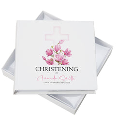 Personalised Christening 6x4" Slip in Photo Album Gift With Pink Cross