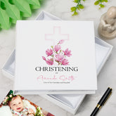 Personalised Christening 6x4" Slip in Photo Album Gift With Pink Cross