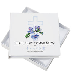 Personalised Communion 6x4" Slip in Photo Album Gift With Blue Cross