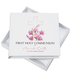 Personalised Communion 6x4" Slip in Photo Album Gift With Pink Cross