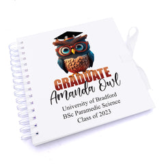 Personalised Graduation Guestbook Scrapbook Album Keepsake With Owl